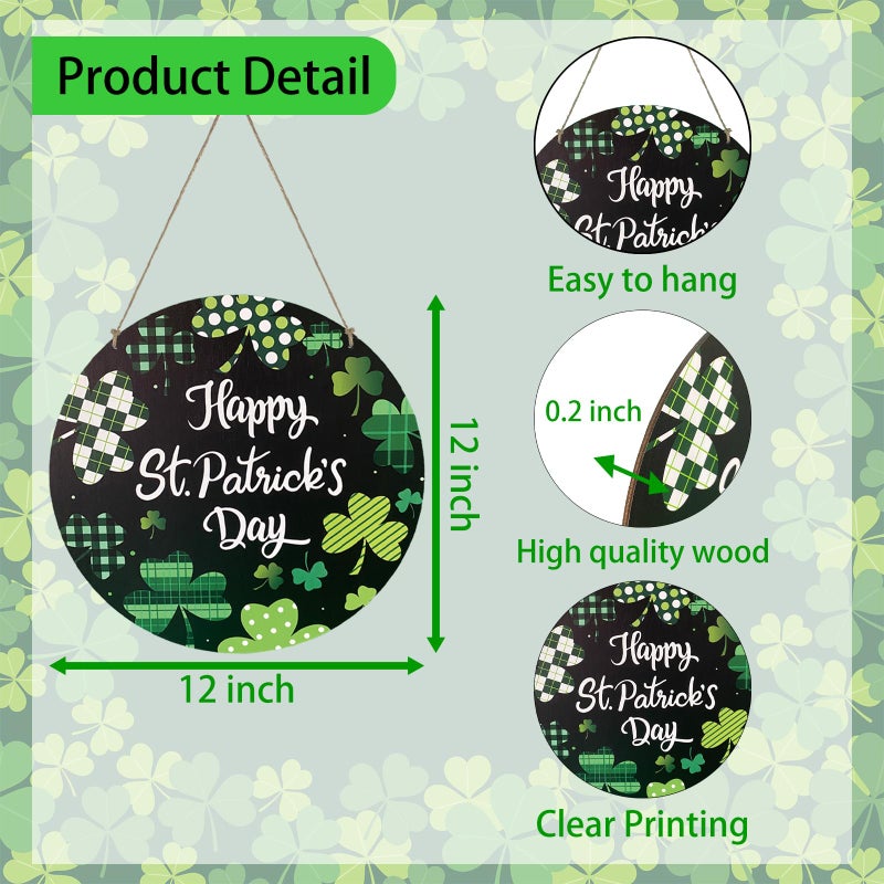 YUNKKIN Valentines Day Decorations St Patricks Day Decorations Reversible Happy Valentines Wreath Heart Door Decor Hanging Sign Wooden Front Door Hanger Wreath for Porch Wall Indoor Home Decor - Image 2