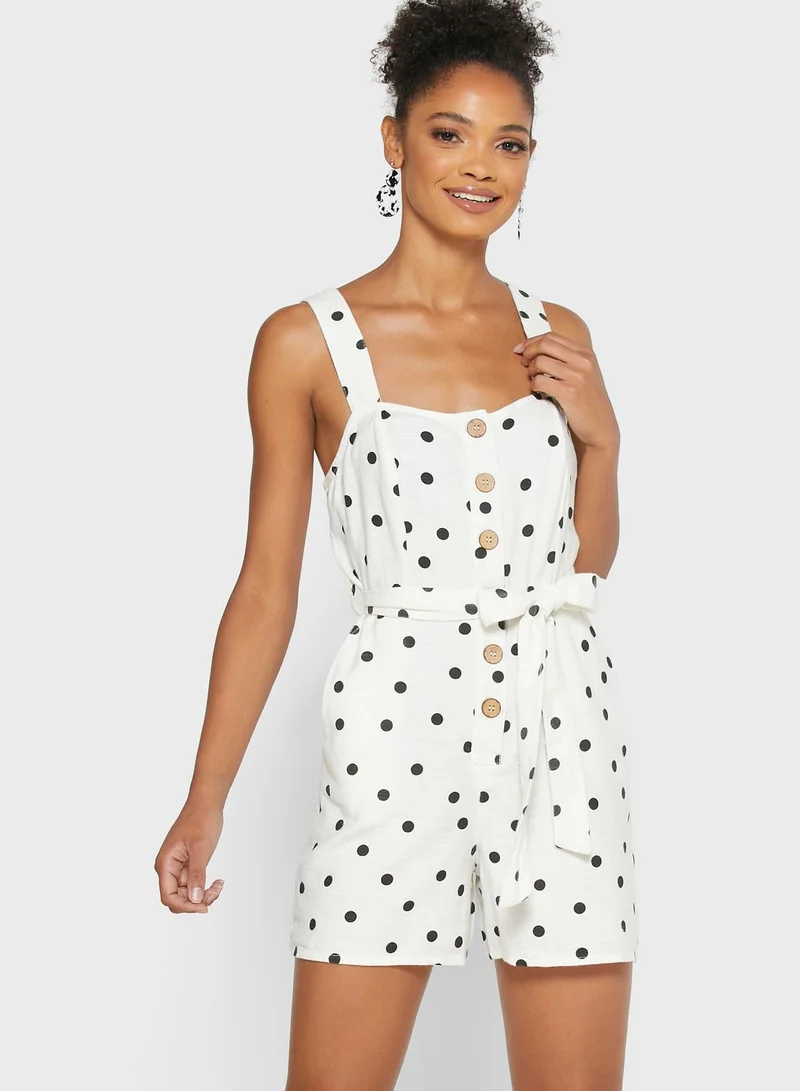 NEW LOOK Button Front Belted Playsuit