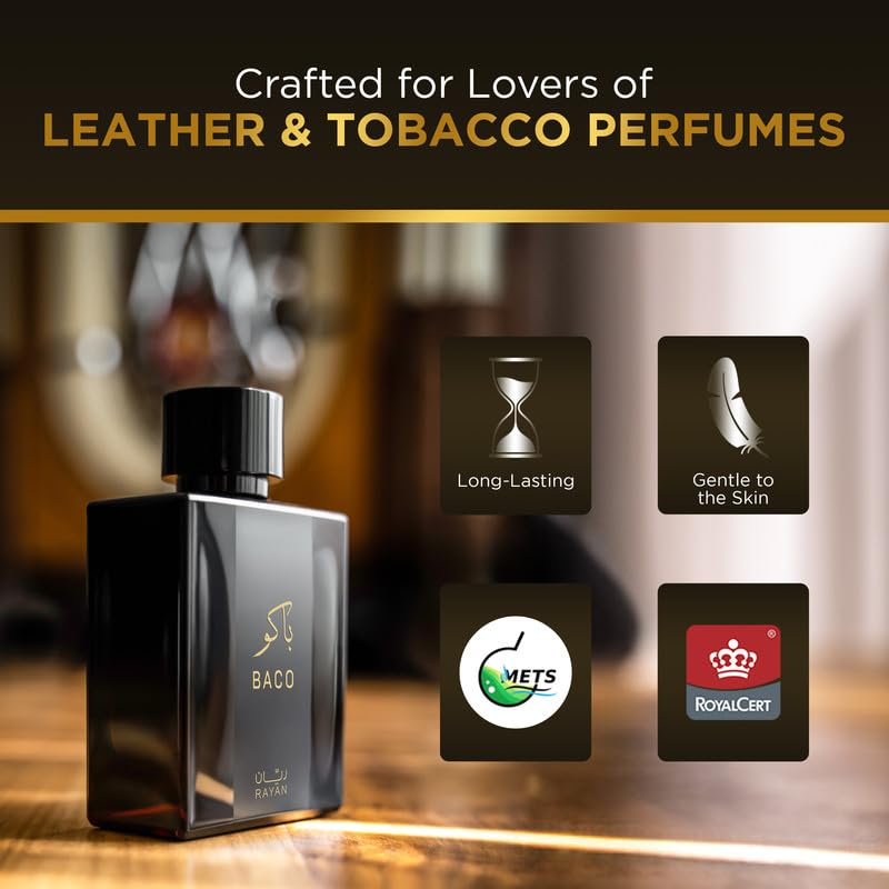 RAYAN Baco Tobacco & Leather Perfume for Men â€“ Arabian Eau De Parfum, 100mL (3.34 Fl oz) Perfumes Arabes Para Hombres, Bold Menâ€™s Perfume with Vetiver, Patchouli, Saffron & Spices â€“ Ideal Gift for Him - Image 3