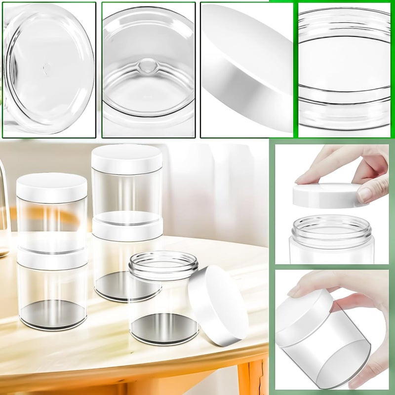 MotBach 5 Pack 8oz Plastic Jars with Lids, 240ml Clear Round Cosmetic Containers Makeup Jars, Travel Size Containers Jars for Lotion Cream Eyeshadow Sample Powder Slime Ointment Salve Balm Storage - Image 3