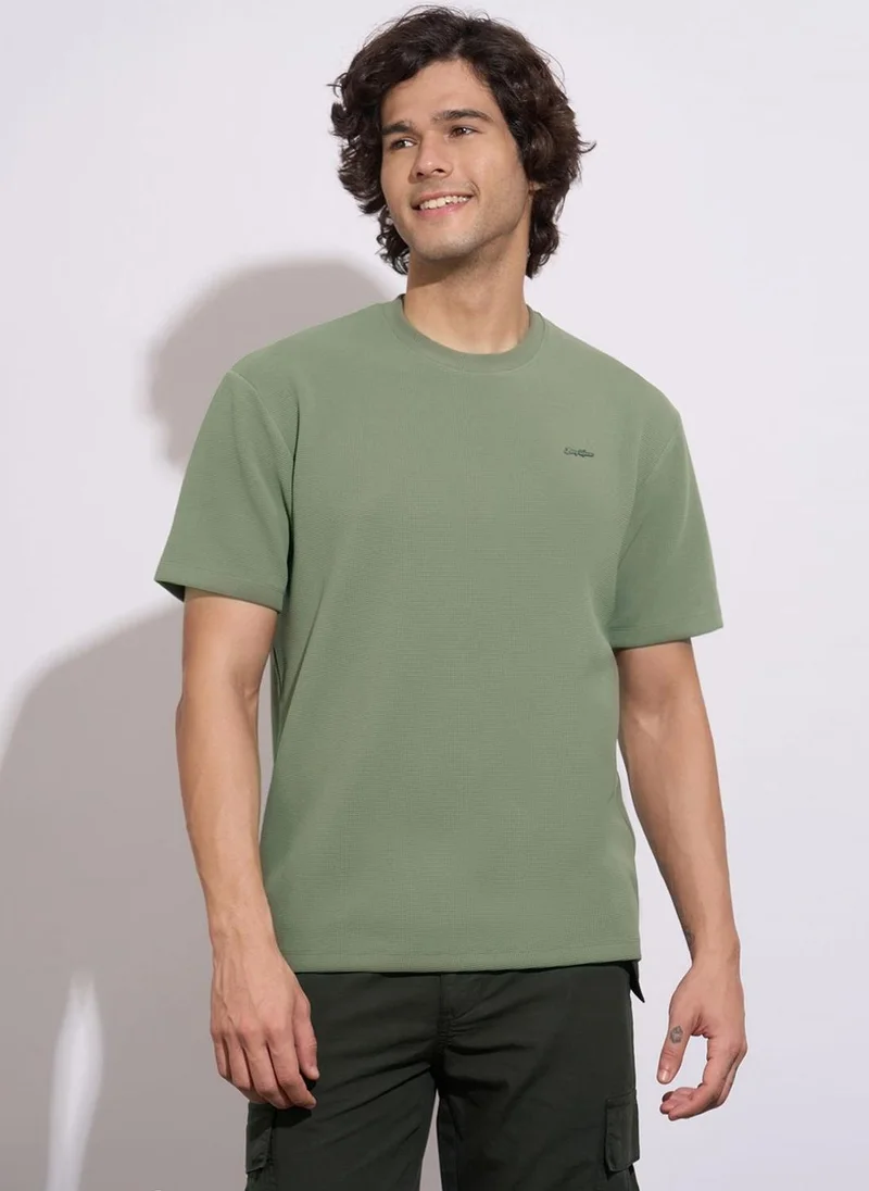 بيينغ هيومان Self Design Crew Neck Short Sleeves Relaxed Fit T-Shirt