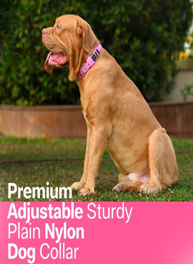 ADIL'S Adil’S Nylon Dog Collar, Adjustable Metal Buckle with D-Ring Width: 25mm Pet Collars for Small, Medium & Large Dog, 14 Color Options, Size: M,Pink - Image 5