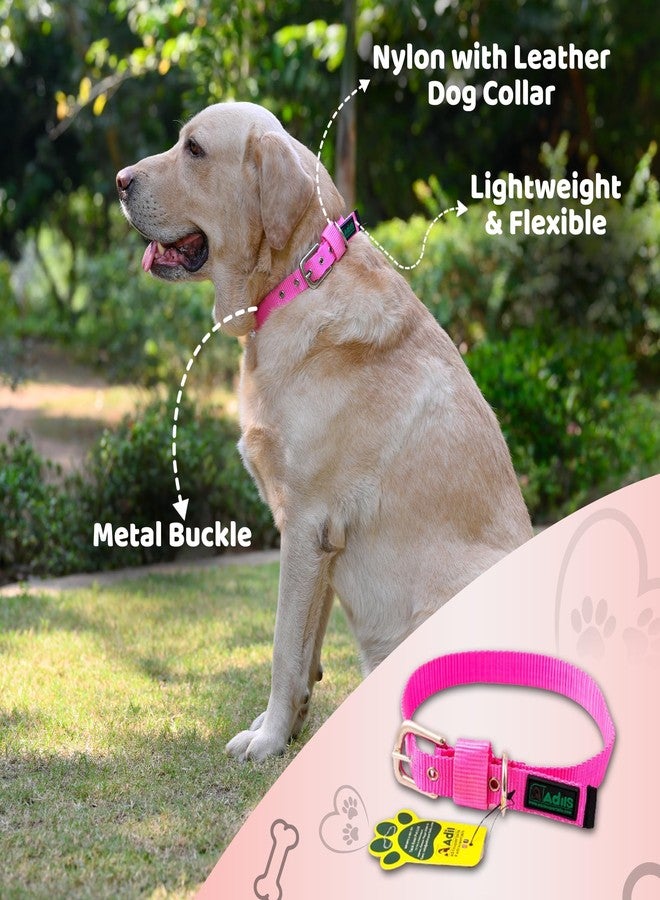 ADIL'S Adil’S Nylon Dog Collar, Adjustable Metal Buckle with D-Ring Width: 25mm Pet Collars for Small, Medium & Large Dog, 14 Color Options, Size: M,Pink - Image 3