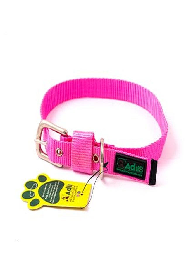 ADIL'S Adil’S Nylon Dog Collar, Adjustable Metal Buckle with D-Ring Width: 25mm Pet Collars for Small, Medium & Large Dog, 14 Color Options, Size: M,Pink - Image 1