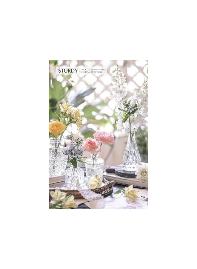 The Bros Glass Bud Vase Set of 10 - Small Vases for Flowers, Clear Bud Vases in Bulk, Cute Glass Vases for Centerpieces, Mini Vintage Vase for Rustic Wedding Decorations, Home Table Flower Decor (A) - Image 5