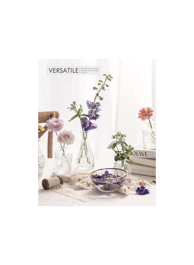 The Bros Glass Bud Vase Set of 10 - Small Vases for Flowers, Clear Bud Vases in Bulk, Cute Glass Vases for Centerpieces, Mini Vintage Vase for Rustic Wedding Decorations, Home Table Flower Decor (A) - Image 4