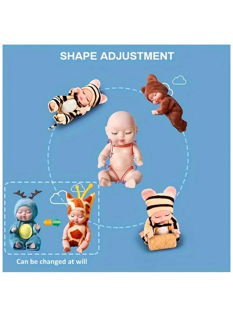 6pcs Mini Baby Dolls Gift Set, 4.3 Inch Cute Small Baby Doll Toys With Animal Clothes, Perfect Birthday And Holiday Gifts for Girls And Boys, Suitability Kids 3 and Up - Image 5