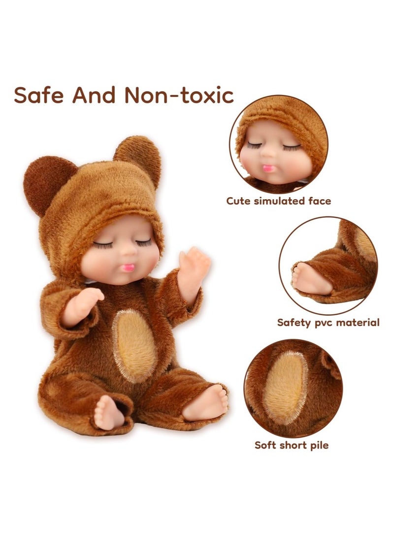 6pcs Mini Baby Dolls Gift Set, 4.3 Inch Cute Small Baby Doll Toys With Animal Clothes, Perfect Birthday And Holiday Gifts for Girls And Boys, Suitability Kids 3 and Up - Image 4