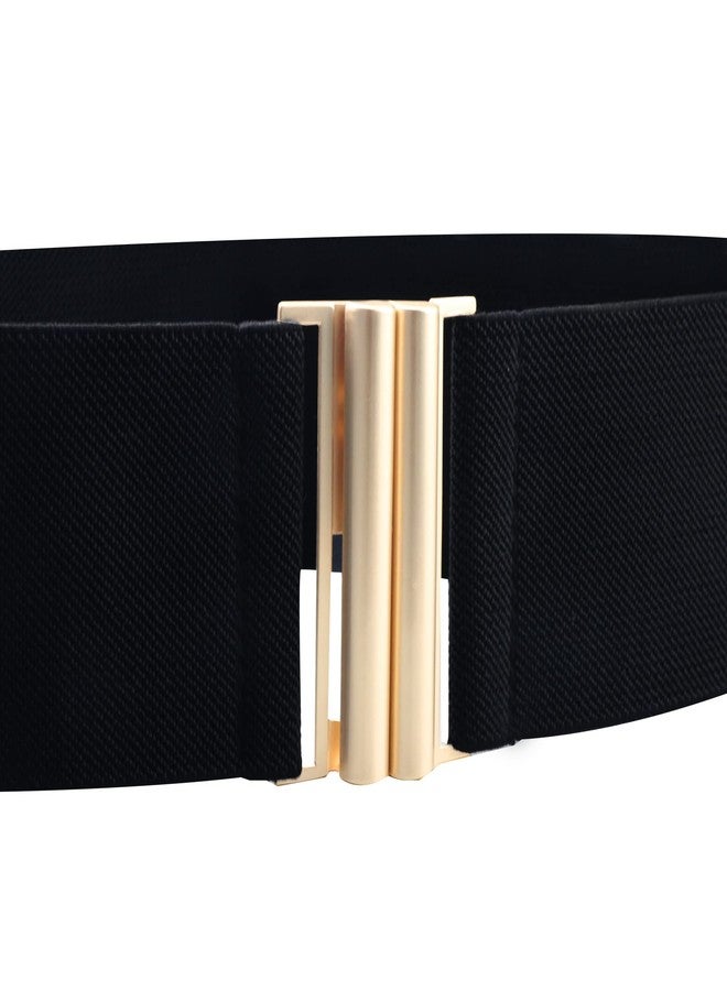 macoking Black Belts for Women Wide Elastic Cinch Belt for Dresses with Gold Buckle L - Image 4