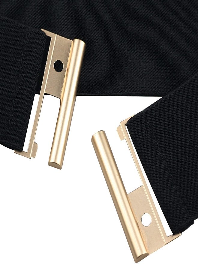 macoking Black Belts for Women Wide Elastic Cinch Belt for Dresses with Gold Buckle L - Image 5