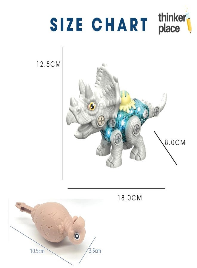 ThinkerPlace مجموعة بناء ديناصور ترايسيراتوبس من ThinkerPlace، قابلة للتحريك مع إضاءة وصوت | تعرّف على الأحافير | ألعاب ديناصورات قابلة للتفكيك | ابنِ، العب، وتعلّم | لعبة للأطفال من عمر 4 سنوات فما فوق | لعبة علمية وتعليمية - Image 5