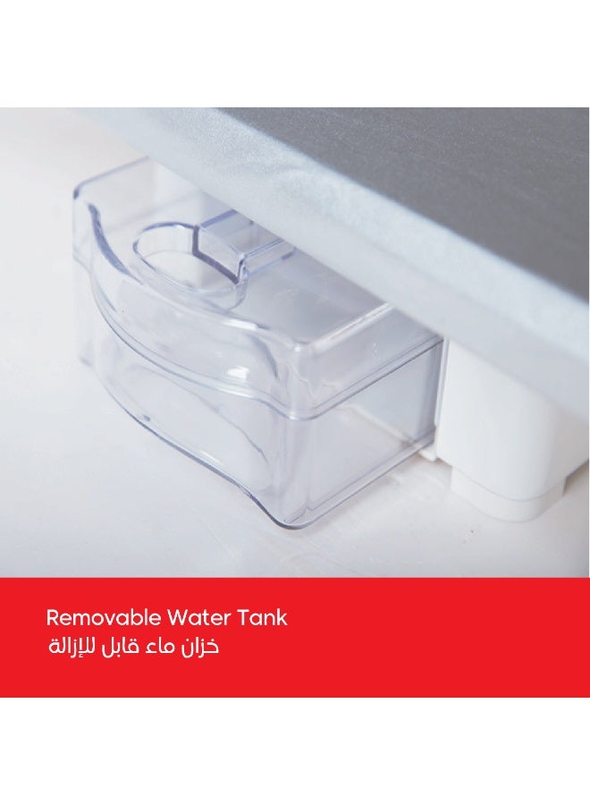 الكترو جنرال إلكترو جنرال كاوية بخار كبس 40 بوصة حجم كبير جدًا – 2200 واط، سطح 100×28.5 سم، 5 أوضاع للأقمشة (نايلون، حرير، صوف، قطن، كتان)، خزان ماء 1000 مل، تحكم حراري، مؤشر ضوء – موديل NI-SP40XXL - Image 5