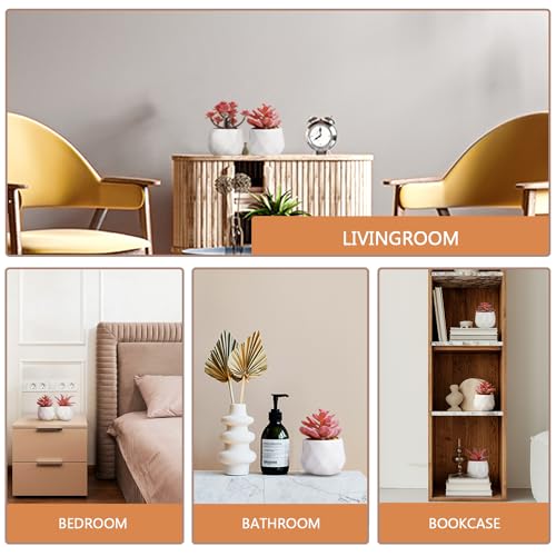 VIVERIE Mini Succulents Plants Artificial in Pots-Rose Pink, Christmas Small Fake Succulents Plants for Home Halloween Decor Indoor for Women, White Ceramic, Set of 4, Gifts for Mom - Image 4