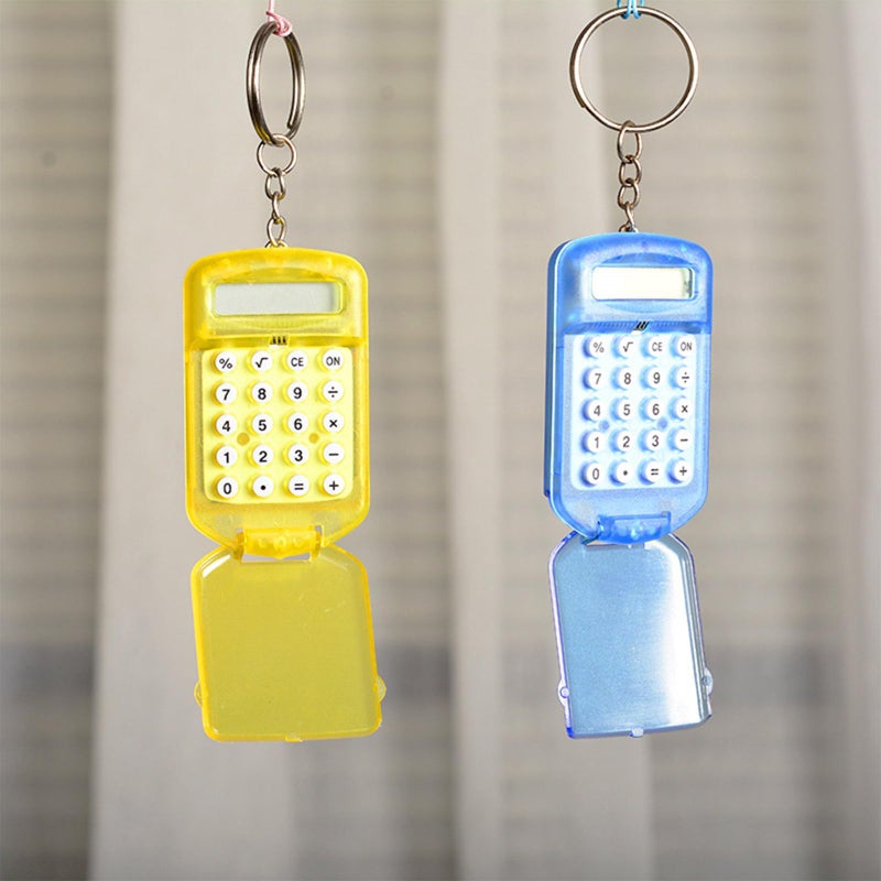 Pocket Sized ABS Calculator Keychain With Protective Lid And Blue Digital Display For Everyday Use - Image 4