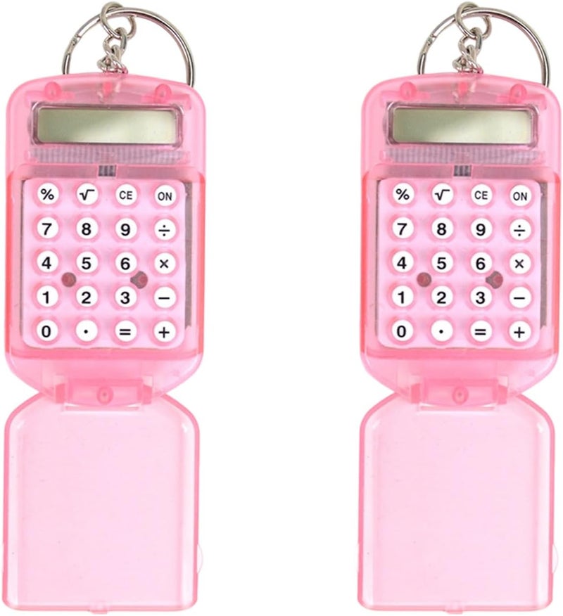 Pocket Sized ABS Calculator Keychain With Protective Lid And Blue Digital Display For Everyday Use - Image 1