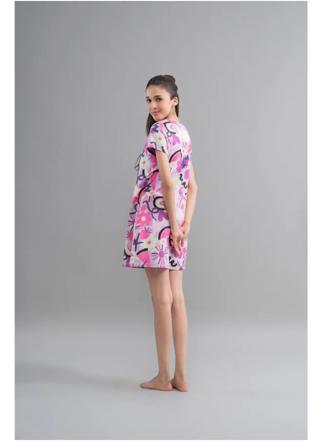 نسيسير Enchanted Purple Cotton Short Dress