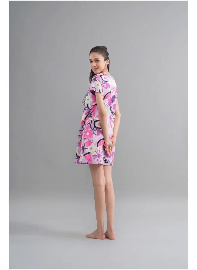 نسيسيرا Enchanted Purple Cotton Short Dress