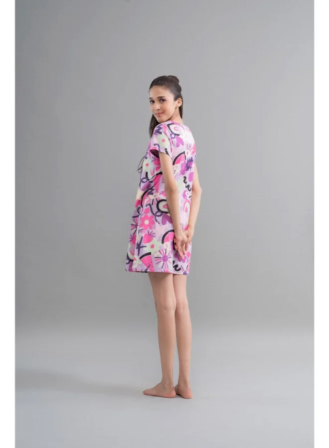 نسيسيرا Enchanted Purple Cotton Short Dress