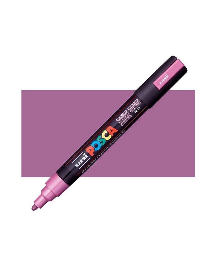 POSCA قلم طلاء متوسط بطرف رصاصة، حبر وردي معدني - Image 5