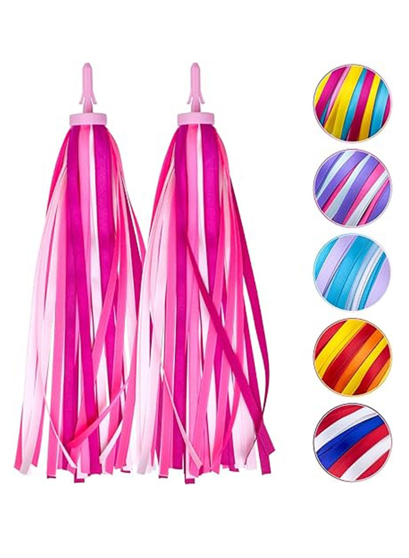 (Pink) Bicycle Streamers Children Bicycle Tassels 1 Pair, Children's Bicycle Accessories Scooter Bicycle Tricycle Handlebar Streamers Handlebar Accessories Suitable for Girls and Boys  - Image 1