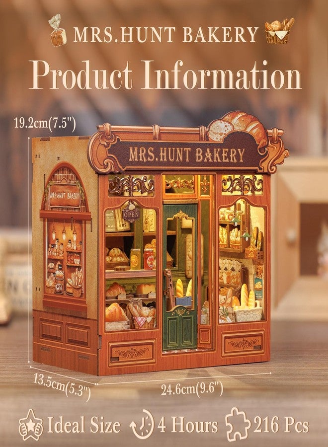 Fsolis Book Nook Kit - DIY Miniature Scene Kit for Adults 3D Wood Puzzles Tiny House Mini Craft Bookshelf Decor Gifts for Women Teenagers Book Lovers (MRS.Hunt Bakery) - Image 2