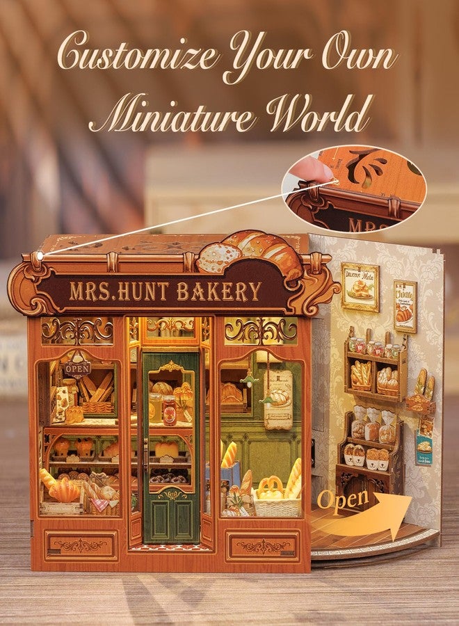 Fsolis Book Nook Kit - DIY Miniature Scene Kit for Adults 3D Wood Puzzles Tiny House Mini Craft Bookshelf Decor Gifts for Women Teenagers Book Lovers (MRS.Hunt Bakery) - Image 4