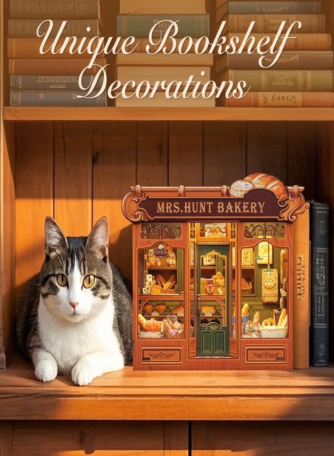 Fsolis Book Nook Kit - DIY Miniature Scene Kit for Adults 3D Wood Puzzles Tiny House Mini Craft Bookshelf Decor Gifts for Women Teenagers Book Lovers (MRS.Hunt Bakery) - Image 3