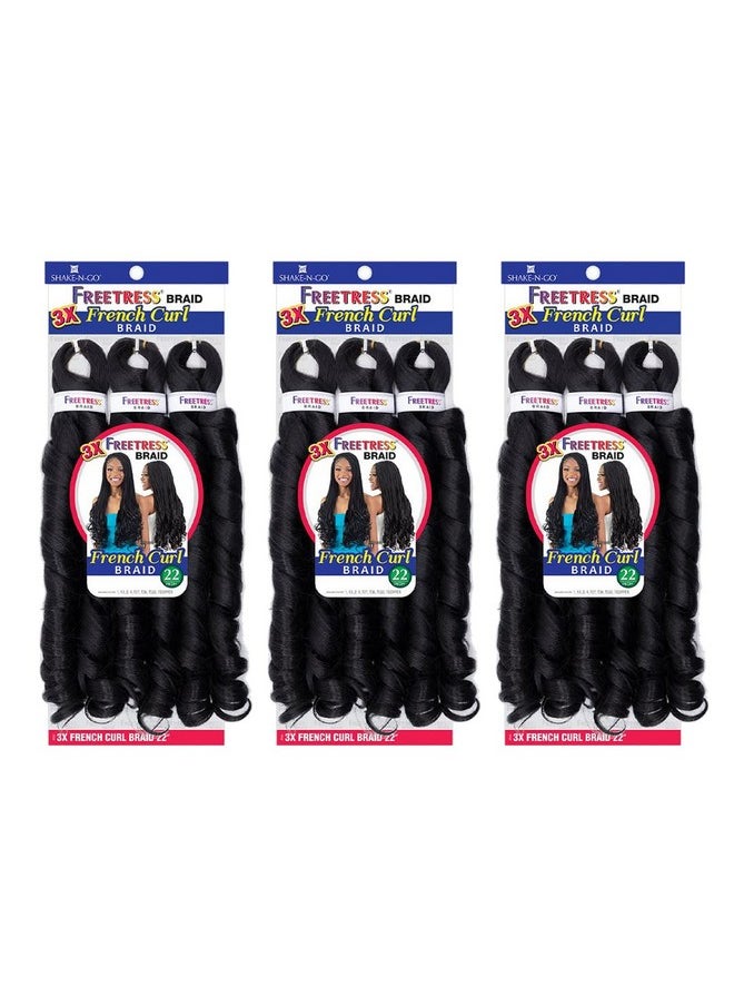 FreeTress Braids - Reetress Braids 3X French Curl Braid 22'' (3 Pack 1B) - Image 1