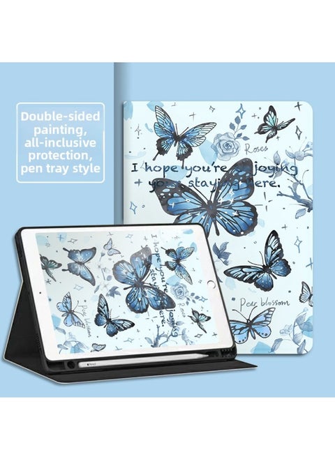 Vivopad2 Protective Case IQOOpad With Pen Slot Vivopad Protective Case 2023 Leather Case VIVO-color:Book Pen Tray [Cold Ice Butterfly]-Applicable Models:vivo Pad2 12.1inch