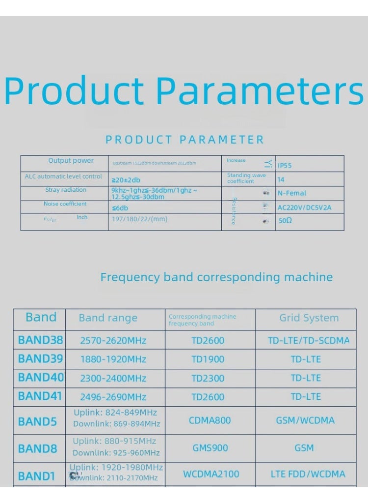 مُعزِّز إشارة الهاتف 900/1800/2100/2600 ميجاهرتز B1/B3/B7/B8 – مقوّي إشارة متعدد النطاقات لشبكات 2G/3G/4G LTE، مكرر إشارة شبكة الهاتف المحمول للاستخدام في المنزل والمكتب والطابق السفلي والمناطق ضعيفة الإشارة - Image 3