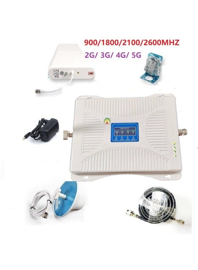 مُعزِّز إشارة الهاتف 900/1800/2100/2600 ميجاهرتز B1/B3/B7/B8 – مقوّي إشارة متعدد النطاقات لشبكات 2G/3G/4G LTE، مكرر إشارة شبكة الهاتف المحمول للاستخدام في المنزل والمكتب والطابق السفلي والمناطق ضعيفة الإشارة - Image 1