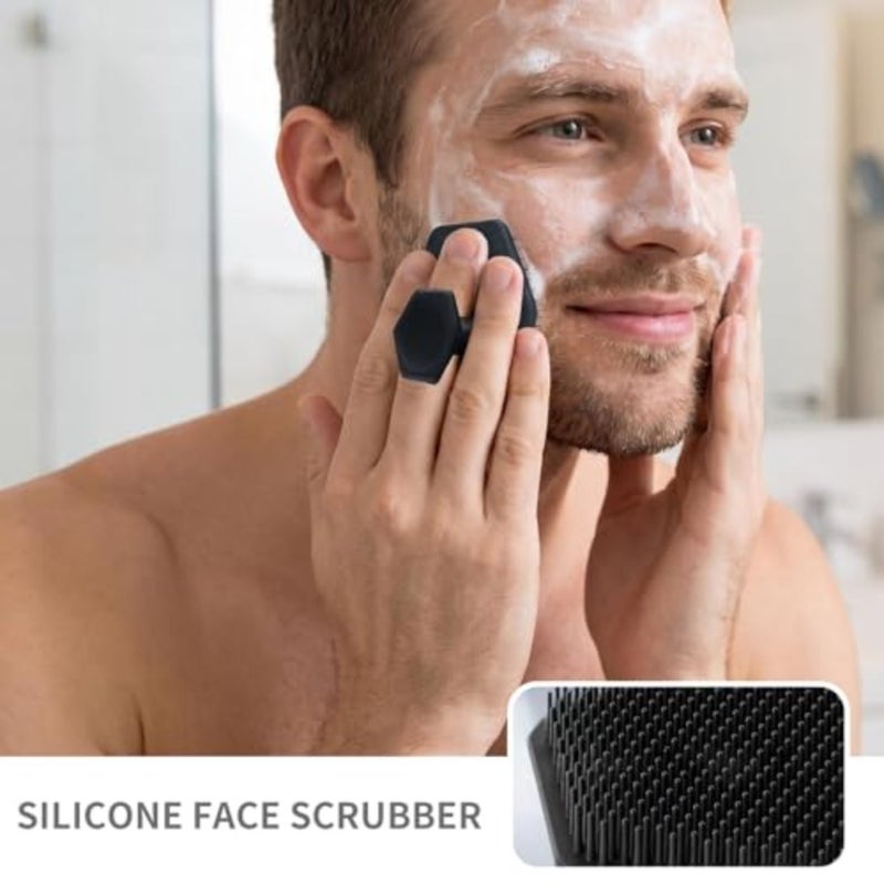 Silicone Back Scrubber 16.5" and Silicone Body Scrubber Dual-Side and Hair Scalp Massager and Face Brush Set (4PCS), Deep Cleaning and Shampoo at Home with 2 Free Hooks - Image 4