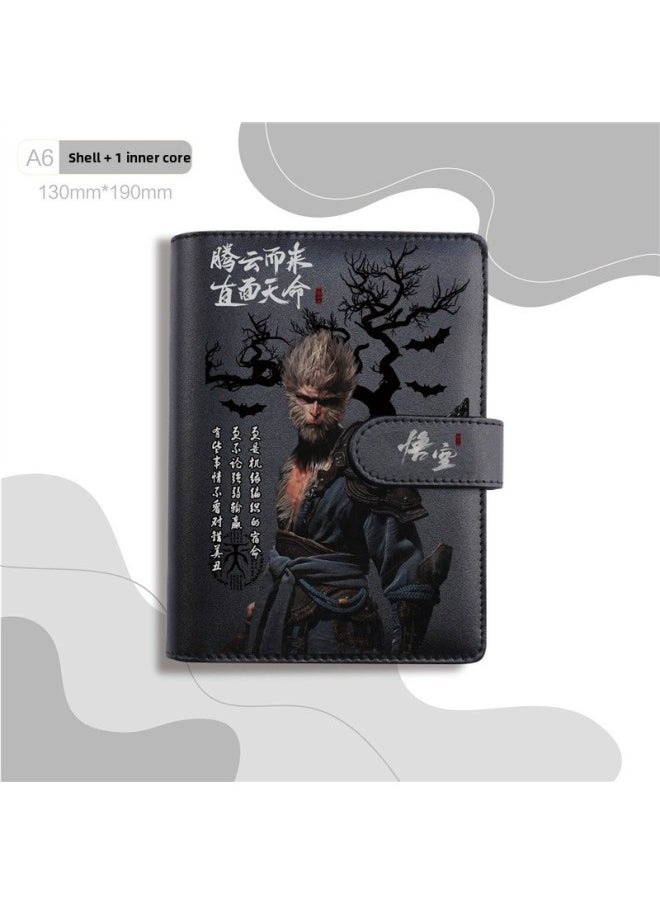 Black Myth Peripheral Hand Ledger Wukong Notebook Portable Removable Loose-leaf Diary Birthday Student-Color:Wukong Black Ledger 03 Comes With A Double-ended Highlighter + Magnetic Bookmark-Specification:Standard  - Image 5