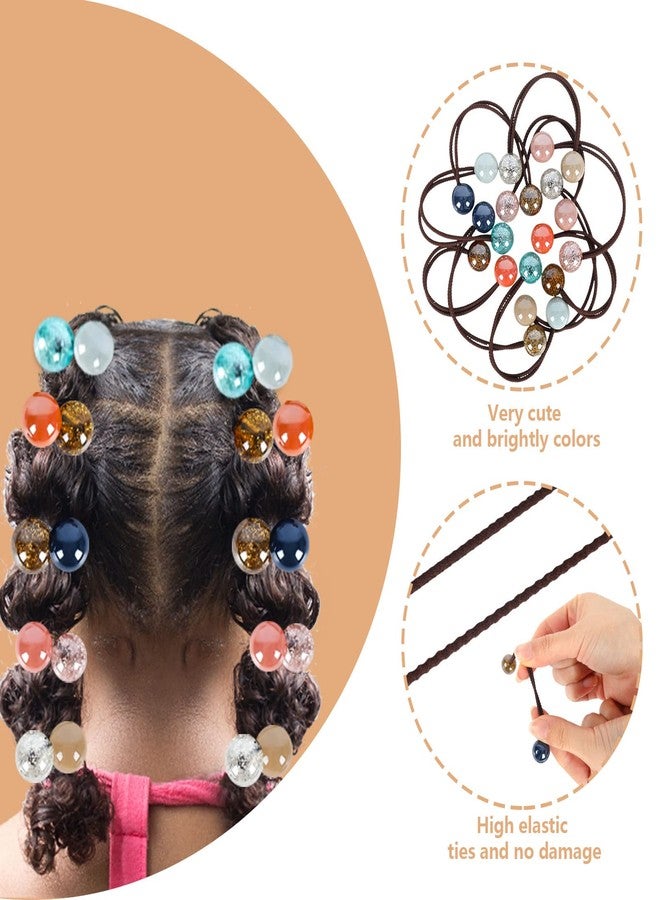 Whaline 10Pcs Colorful Double Ball Hair Ties with Twin Beads - Bubble Ponytail Holders, Cute No-Damage Accessories for Girls and Women - Image 3