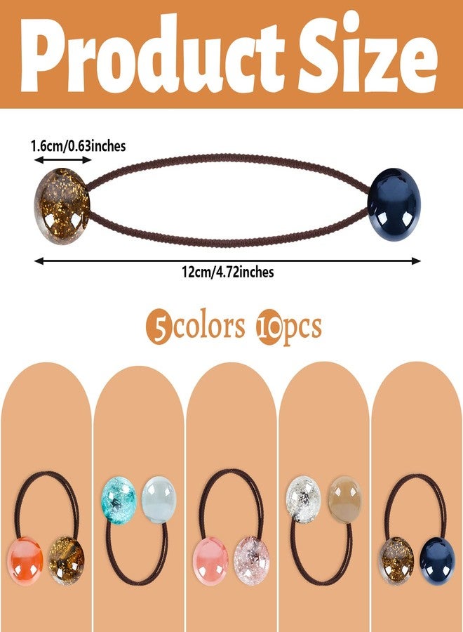 Whaline 10Pcs Colorful Double Ball Hair Ties with Twin Beads - Bubble Ponytail Holders, Cute No-Damage Accessories for Girls and Women - Image 2