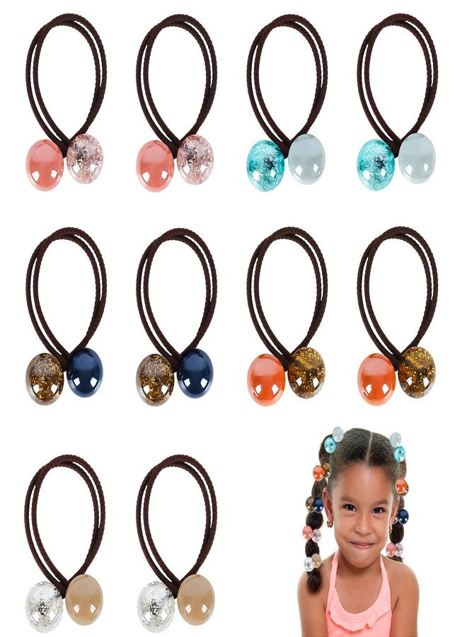 Whaline 10Pcs Colorful Double Ball Hair Ties with Twin Beads - Bubble Ponytail Holders, Cute No-Damage Accessories for Girls and Women - Image 1