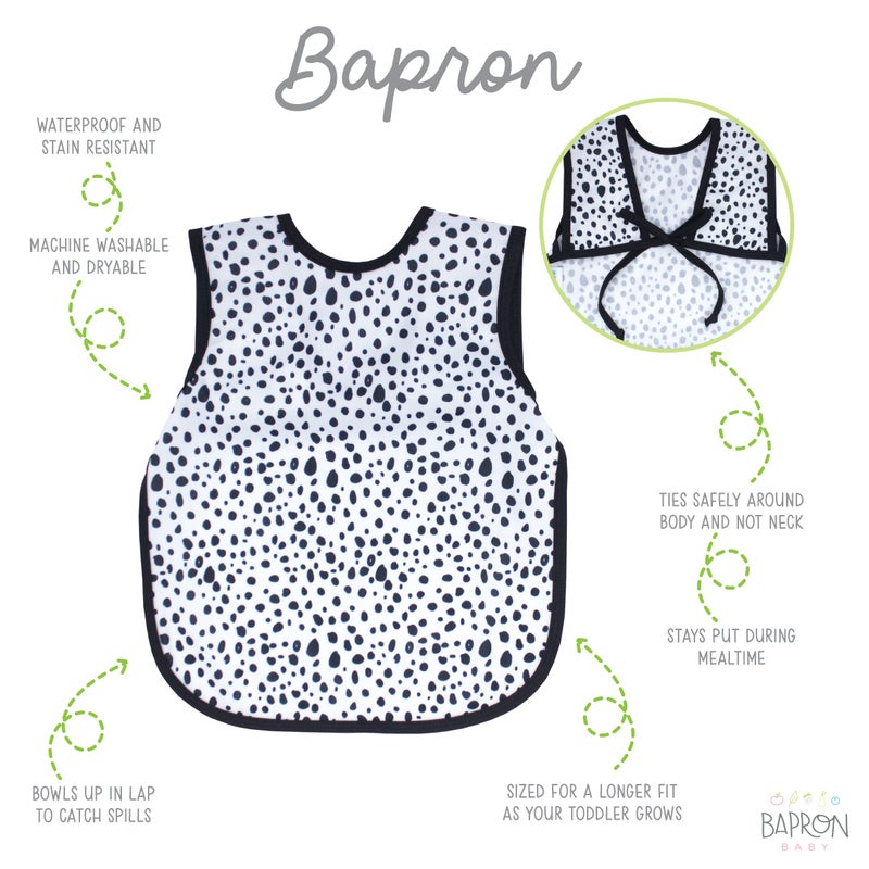 BapronBaby Organic Dot Bapron - No Neck Tie Safer Bib for Baby & Toddler - Soft Waterproof Stain Resistant - Machine Washable - Sz Baby/Toddler 6m-3T - Image 2