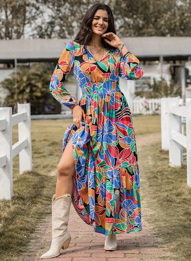 Take Two All-Over Floral Print A-Line Maxi Dress