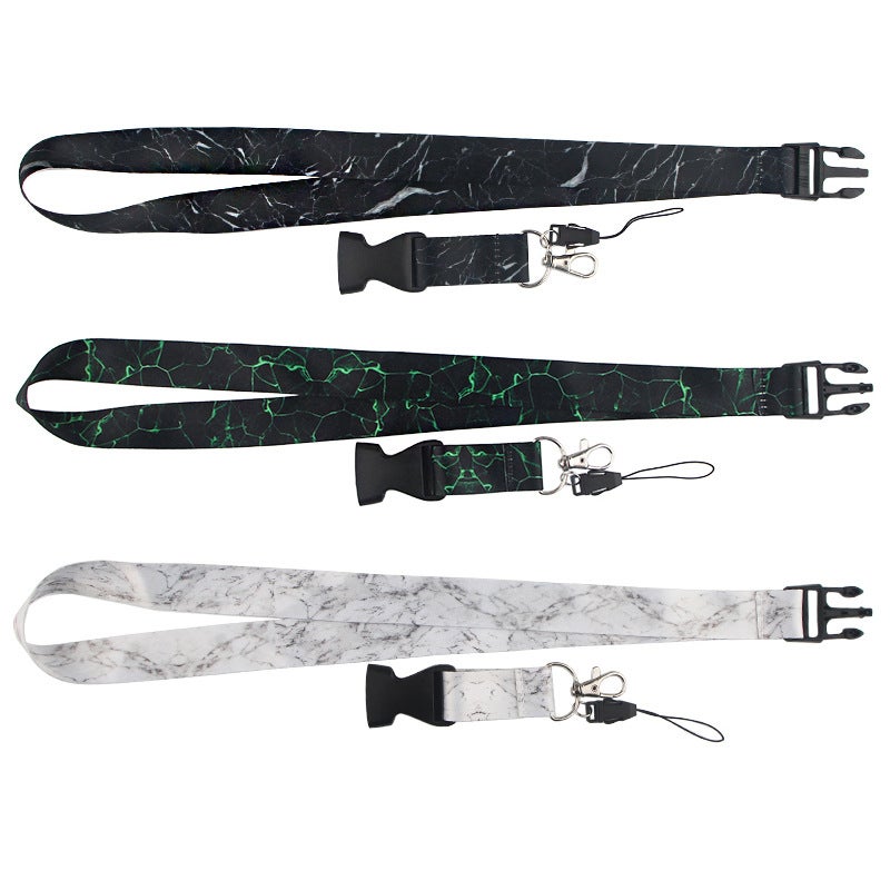 Solid Color Marble Mobile Phone Lanyard Multicolor Id Card Buckle Lanyard Mobile Phone Hanging Neck Key Chain Lanyard - Image 4