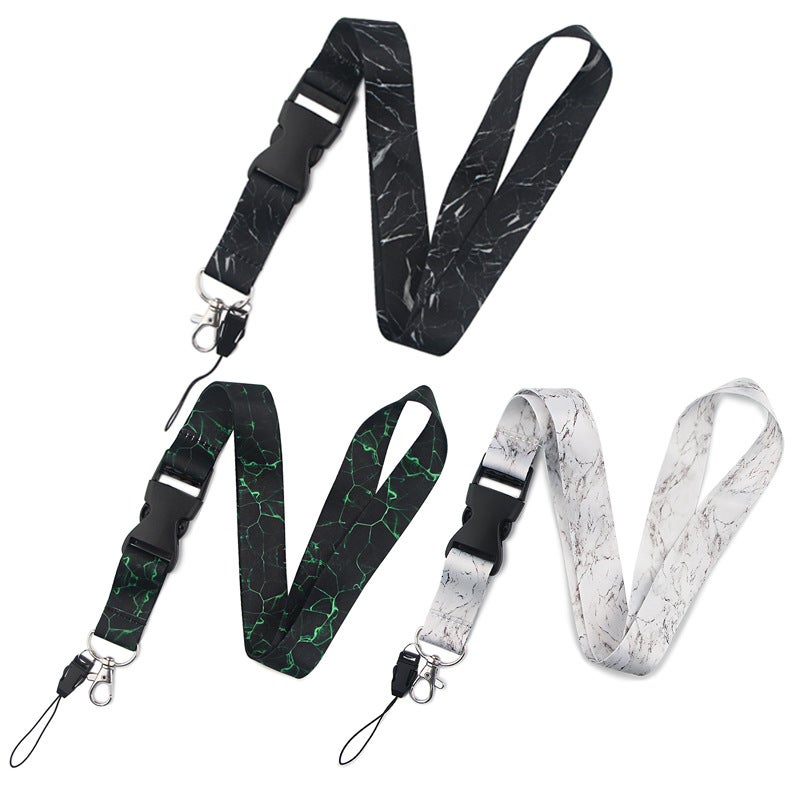 Solid Color Marble Mobile Phone Lanyard Multicolor Id Card Buckle Lanyard Mobile Phone Hanging Neck Key Chain Lanyard - Image 5