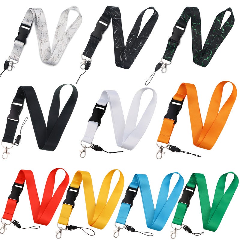 Solid Color Marble Mobile Phone Lanyard Multicolor Id Card Buckle Lanyard Mobile Phone Hanging Neck Key Chain Lanyard - Image 2