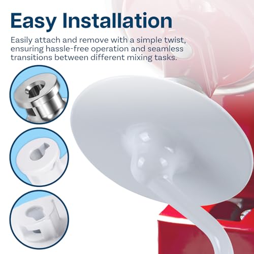 Mmobiel 3-Piece Attachment Kit for KitchenAid 4.5-5 Quart Tilt-Head Mixers – Aluminum 6-Wire Whip, Flat Beater & Dough Hook, Hand Wash Only, Compatible with Artisan & Classic – by MMOBIEL - Image 5