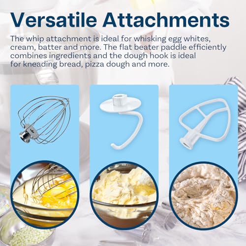 Mmobiel 3-Piece Attachment Kit for KitchenAid 4.5-5 Quart Tilt-Head Mixers – Aluminum 6-Wire Whip, Flat Beater & Dough Hook, Hand Wash Only, Compatible with Artisan & Classic – by MMOBIEL - Image 3