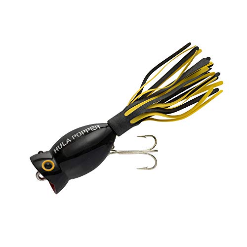 Arbogast Hula Popper Topwater Fishing Lure, YBS Black, G770 (1 3/4 in, 1/4 oz) - Image 4