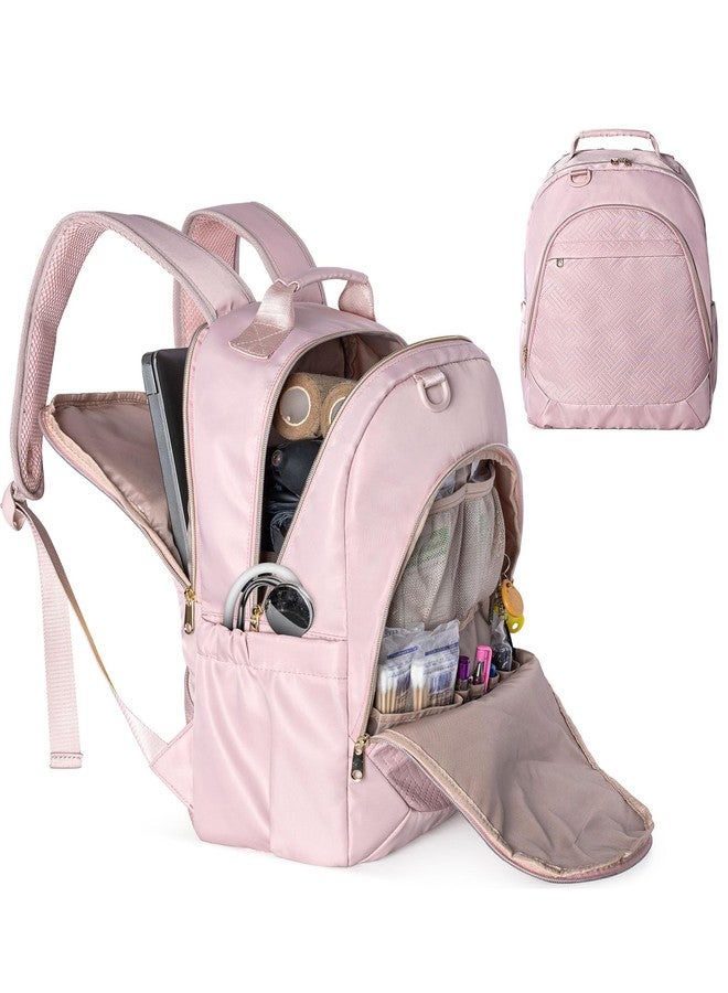 Fasrom Nurse Bag Backpack for Work Women with USB Charging Hole, Home Health Clinical Bag with Laptop Compartment for Nursing Staff, Medical Assistants, Pink (Empty Bag Only) - Image 1
