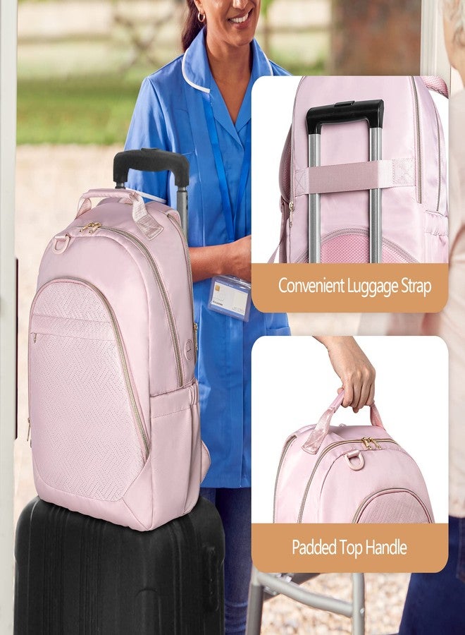 Fasrom Nurse Bag Backpack for Work Women with USB Charging Hole, Home Health Clinical Bag with Laptop Compartment for Nursing Staff, Medical Assistants, Pink (Empty Bag Only) - Image 5