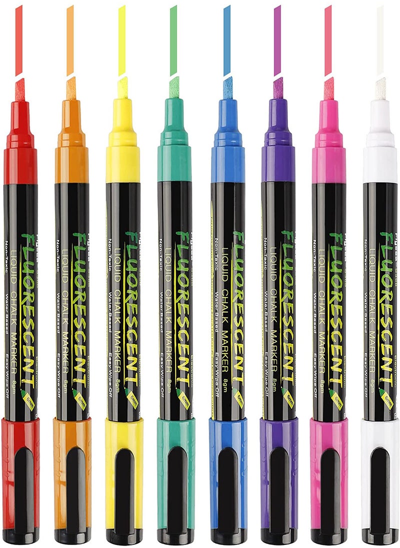 Excefore Erasable Chalk Markers Pens Set 8 Colors Colorful Graffiti Highlighter Marker for Flashing LED Lighted Board Blackboard Whiteboard Rocks Painting Decorations Wood Plastic Canvas Glass Mugs  - Image 1