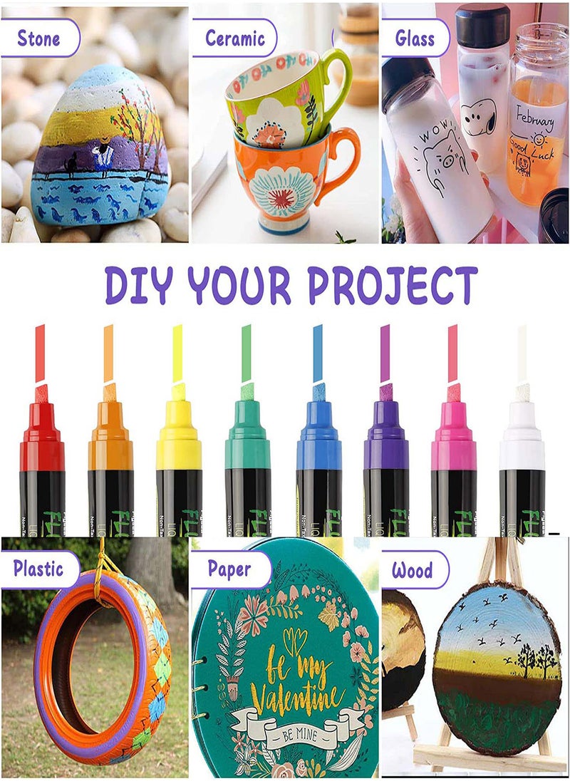 Excefore Erasable Chalk Markers Pens Set 8 Colors Colorful Graffiti Highlighter Marker for Flashing LED Lighted Board Blackboard Whiteboard Rocks Painting Decorations Wood Plastic Canvas Glass Mugs  - Image 2