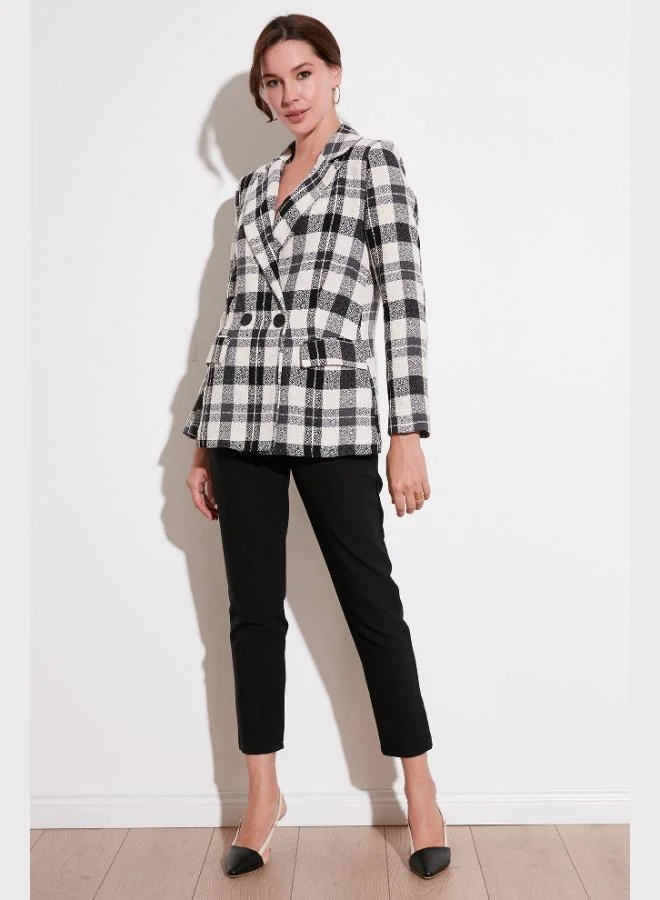 Lela Lela Regular Fit Double-Breasted Tweed Blazer Jacket Women's JACKET 611CE0310