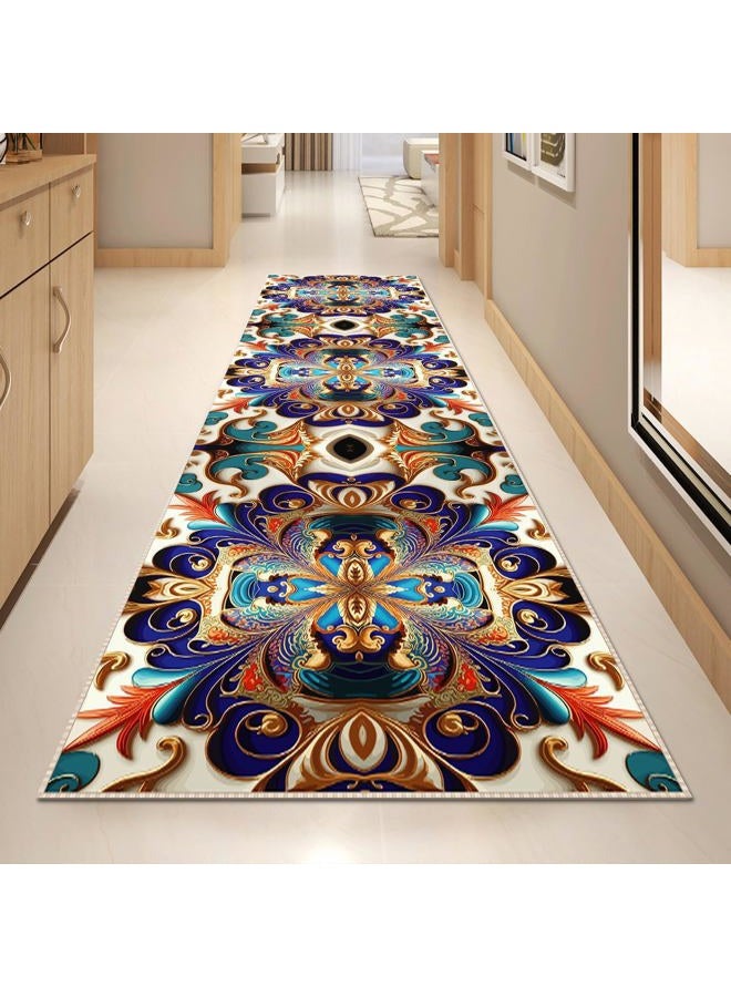 GUG Washable Corridor Runner Rug, Non-Slip Vintage Hallway Rug Runner with Upgrade Rubber Backing, Stain Resistant Faux Wool Distressed Carpet for Bedroom Kitchen Laundry Corridor Balcony (94.5" x 23.6") - Image 1